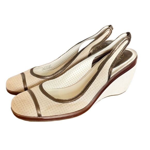 Cole Haan Air suede wedge slingback sandals size 9.5 - Picture 1 of 11